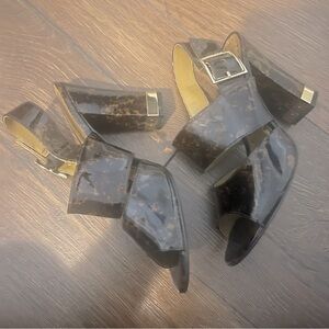 BCBGirls Patent Leather Tortoise Shell Double Strap Block Heels 5.5